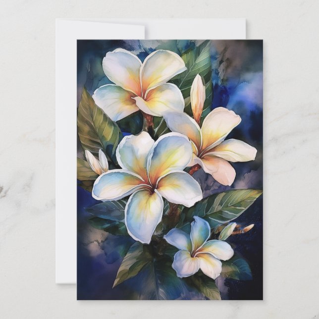Cartão De Festividades Plumeria Midnight Havaiana (Frente)