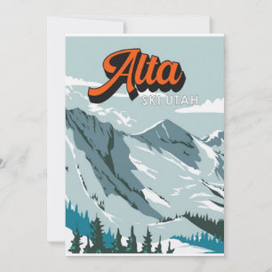 Cartão De Festividades "Pó Paraíso: Alta Área de Esqui, Cartaz de Utah."