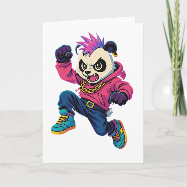 Cartão De Festividades Poder do Panda Punk (Frente)