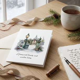 Cartão De Festividades Poem Green Red Snow Nordic Winter Scene Christmas