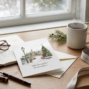 Cartão De Festividades Poem Nordic Winter Green Farmhouse Christmas