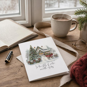 Cartão De Festividades Poem White Red Barrow Greenery Pine Árvore de Nata