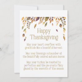 Cartão De Festividades Poema de Ação de Graças Feliz