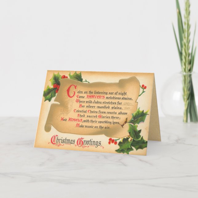 Cartão De Festividades Poema de natais vintages (Frente)