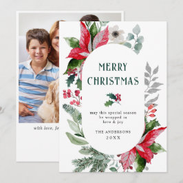 Cartão De Festividades Poinsétia Festiva Natal Musgo Foto