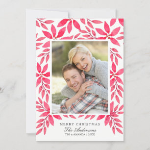 Cartão De Festividades Poinsétia pintada aguarela do Feliz Natal