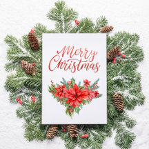 Poinsétia Vermelha Clássico Simples Feliz Natal