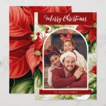 Poinsétia Vermelha Feliz Natal Foto Personalizada