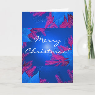 Cartão De Festividades Poinsettia De Natal Azul E Rosa Em Inglês