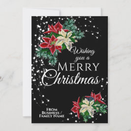 Cartão De Festividades Poinsettia Floral de Natal para Empresas Elegante