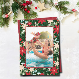 Cartão De Festividades Poinsettia Foto de Natal Floral