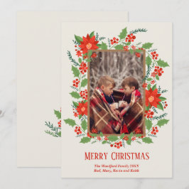 Cartão De Festividades Poinsettia Greenery Foto de Natal