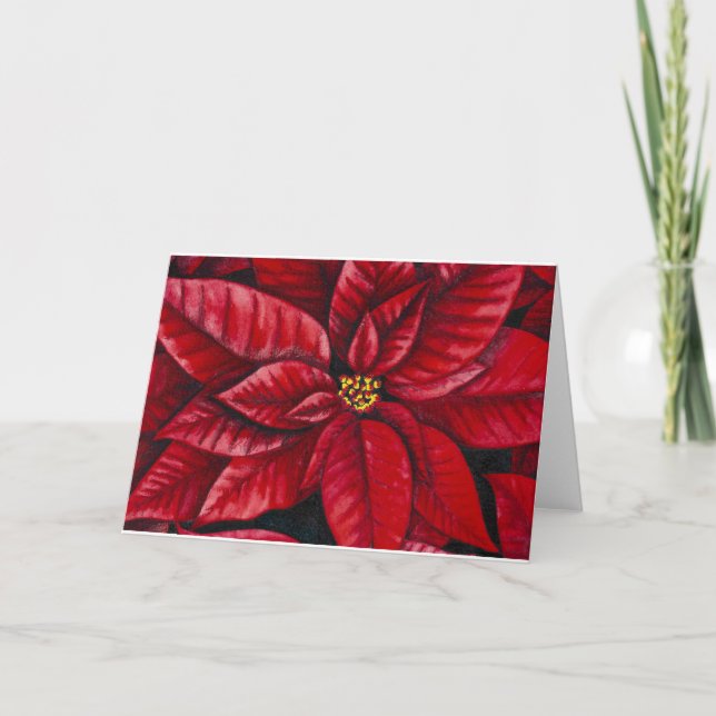 Cartão De Festividades Poinsettia Holiday Card (Frente)