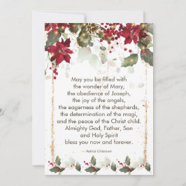 Cartão De Festividades Poinsettia Holly Christmas Prayer Holiday Card
