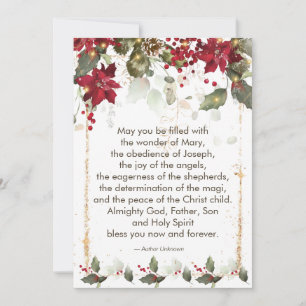 Cartão De Festividades Poinsettia Holly Christmas Prayer Holiday Card