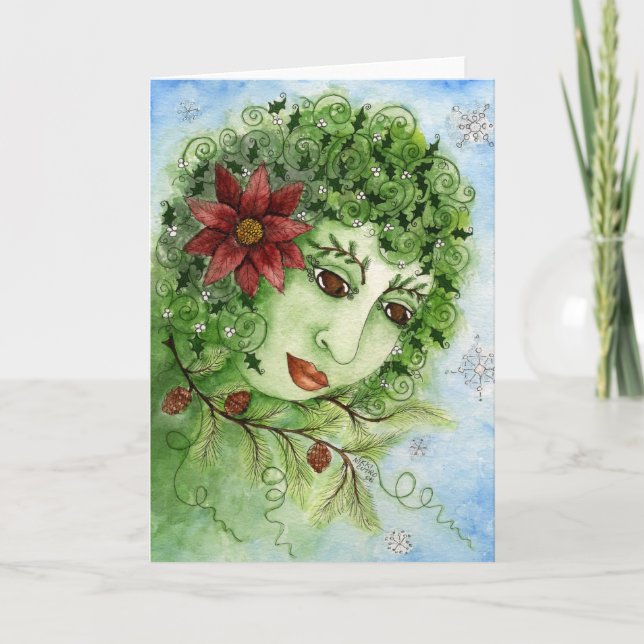 Cartão De Festividades Poinsettia Holly Nymph Card (Frente)