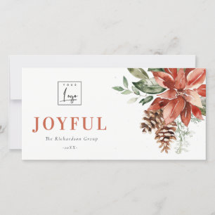 Cartão De Festividades Poinsettia Pine Alegria Natal Logotipo Negócios