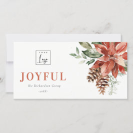 Cartão De Festividades Poinsettia Pine Logotipo de Natal Alegre Empresari