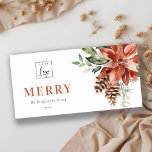 Cartão De Festividades Poinsettia Pine Logotipo Feliz de Natal<br><div class="desc">Se precisar de mais alguma personalização,  por favor,  sinta-se à vontade para me enviar uma mensagem em yellowfebstudio@gmail.com.</div>