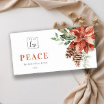 Cartão De Festividades Poinsettia Pine Peace Logo Business<br><div class="desc">Se precisar de mais alguma personalização,  por favor,  sinta-se à vontade para me enviar uma mensagem em yellowfebstudio@gmail.com.</div>