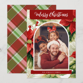 Cartão De Festividades Poinsettia Vermelha Natal Personalizado 1-Foto