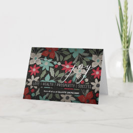 Cartão De Festividades Poinsettias de Joy Feriado de Negócios em Preto Pe