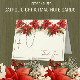 Cartão De Festividades Poinsettias de Natal Rosário Virgem Maria Jesus