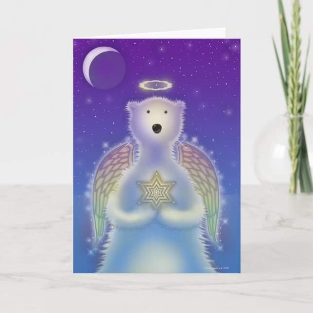 Cartão De Festividades Polar Bear Angel Holiday Card (Frente)