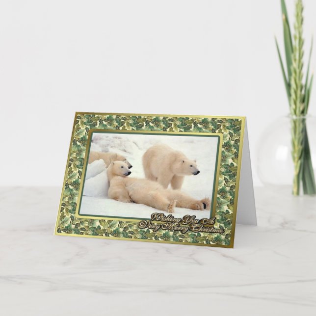 Cartão De Festividades Polar Bear Blank Christmas Card (Frente)