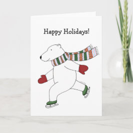 Cartão De Festividades Polar Bear Christmas Card Ice Skating Polar Bear