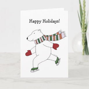 Cartão De Festividades Polar Bear Christmas Card Ice Skating Polar Bear