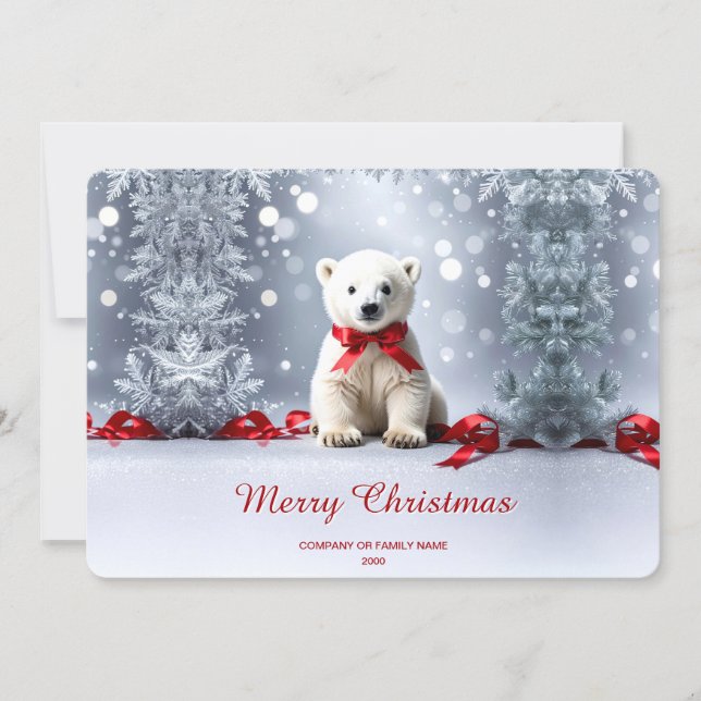 Cartão De Festividades Polar Bear Christmas Holiday Card (Frente)