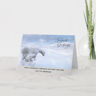 Cartão De Festividades Polar Bear Cub Winter Snow Xmas Foto Personalizada