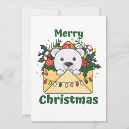 Cartão De Festividades Polar Bear - Letra de Natal dos Animais de inverno