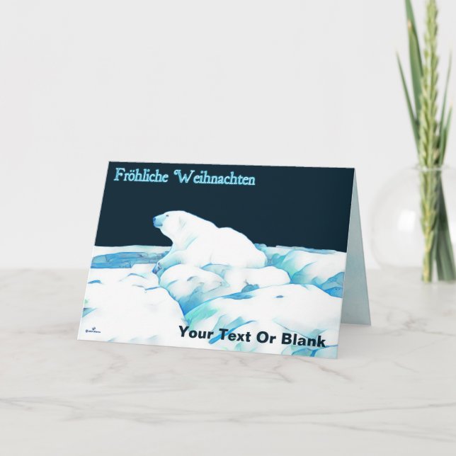 Cartão De Festividades Polar Bear No Gelo - Fröhliche Weihnachten (Frente)