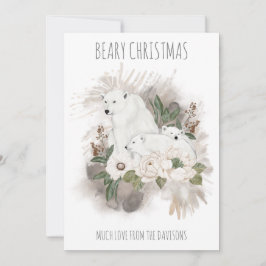 Cartão De Festividades Polar Bears Beary Christmas name White