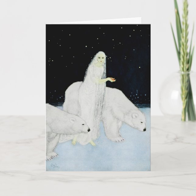Cartão De Festividades Polar Bears Christmas Holiday Cards Edmund Dulac (Frente)