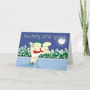 Cartão De Festividades Polar Bears Skating