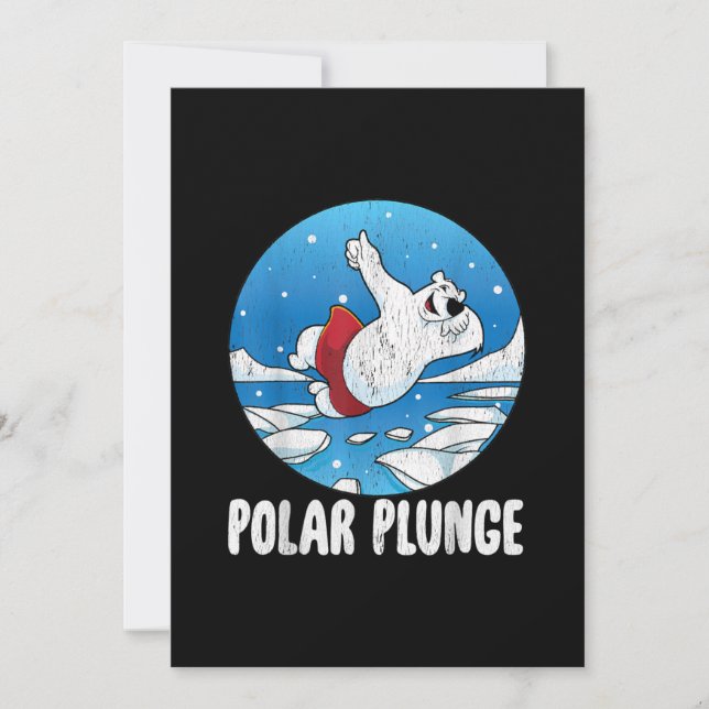 Cartão De Festividades Polar Plunge Ice Salta Urso Polar Natação de inver (Frente)