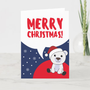 Cartão De Festividades Polar Urso Natal Neve Animais de inverno Polar Hol