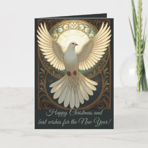 Cartão De Festividades Pomba Angelical Arte Nova Vetorial Antiga