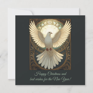 Cartão De Festividades Pomba Angelical Arte Nova Vetorial Antiga