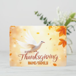 Cartão De Festividades Pomba Branca de Gratidão – Ação de Graças Elegante