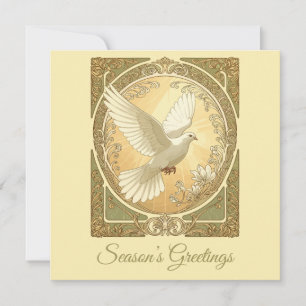 Cartão De Festividades Pomba de Natal Estilo Art Nouveau Estético Design