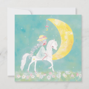 Cartão De Festividades Pônei Celestial Pastel e Lua Crescente