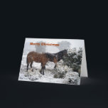 Cartão De Festividades Ponies-in-snowstorm Christmas card<br><div class="desc">Christmas card with photo of ponies in snowstorm from New Forest Pics</div>