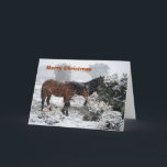Cartão De Festividades Ponies-in-snowstorm Christmas card<br><div class="desc">Christmas card with photo of ponies in snowstorm from New Forest Pics</div>