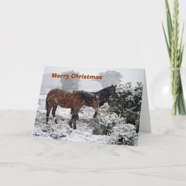 Cartão De Festividades Ponies-in-snowstorm Christmas card (Frente)