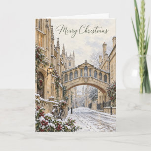 Cartão De Festividades Ponte de Suspiros de Oxford Natal Aquarela
