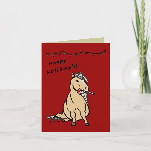 Cartão De Festividades Pony Holiday Christmas Greeting Card (Frente)